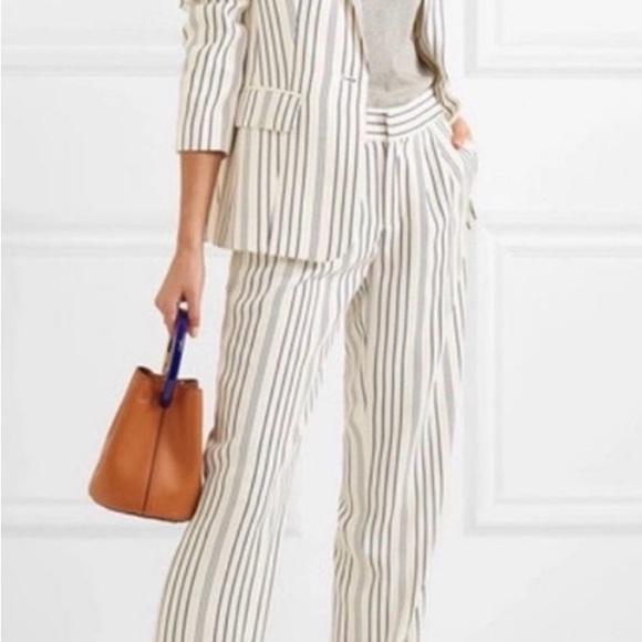 Frame Denim Cream and Blue Striped Pantsuit